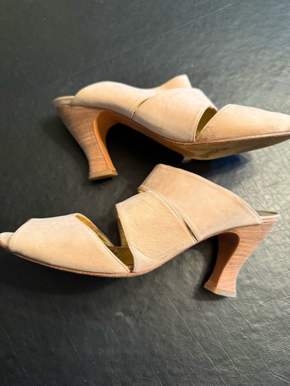 Charles David Blush Beige Suede Open-Toe Heeled Mule